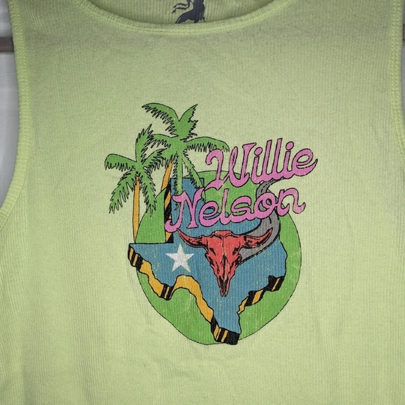 Willie Nelson Ribbed Green Tank Top Woman's Large - Picture 3 of 3